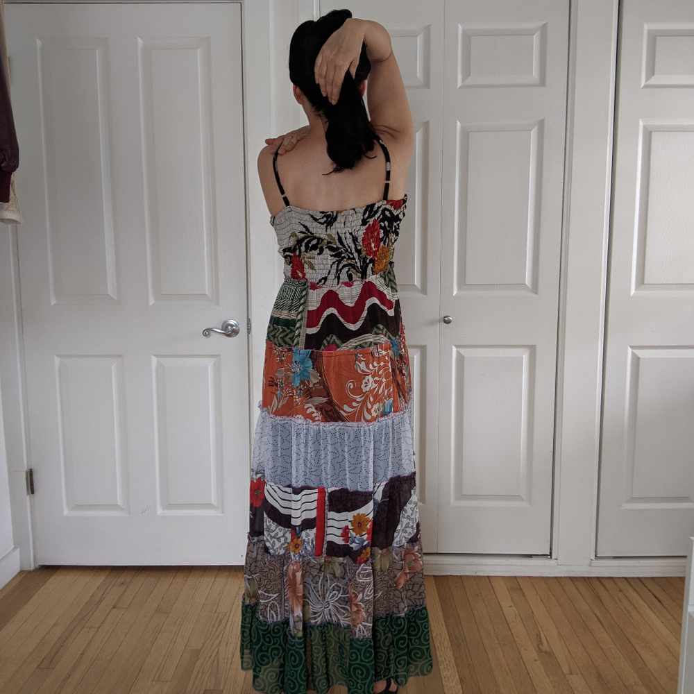 Patchwork, Spaghetti Straps, Elastic, Maxi Dress - image 5